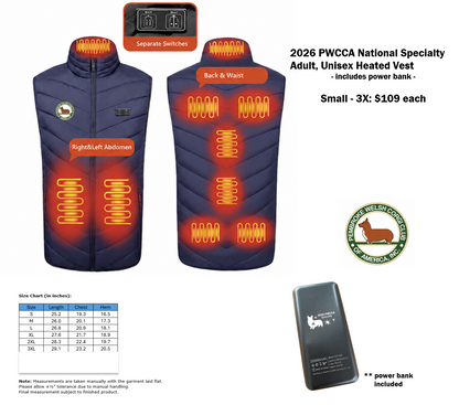 W&M: PWCCA Logo Adult, Unisex Heated Vest (Includes Power Bank); 2026